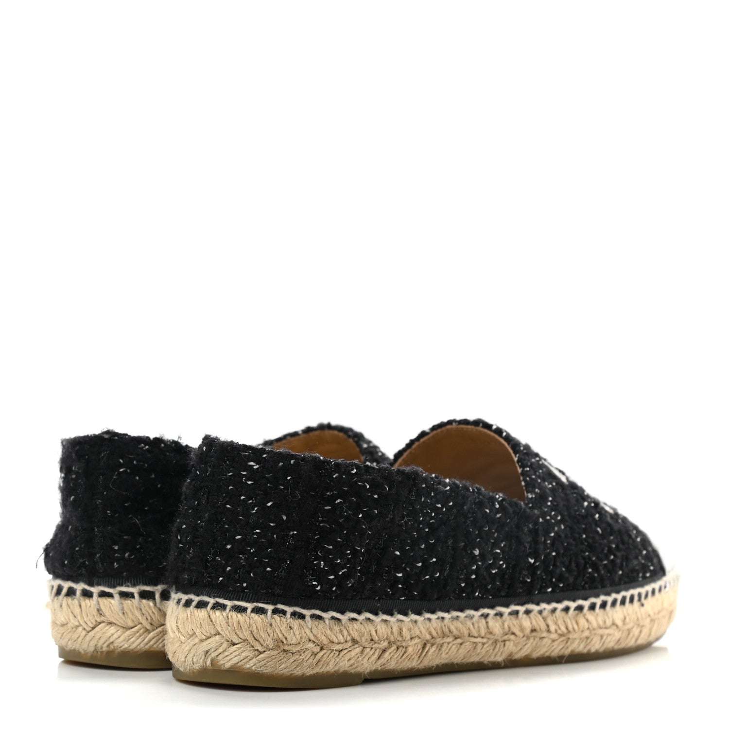 Chanel Metallic Lambskin Tweed CC Espadrilles 39 Black Silver 4 of 10