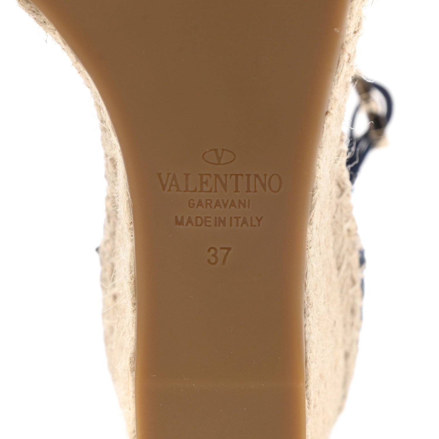 Valentino Garavani Grained Calfskin Rockstud Ankle Wrap Espadrille 15/85mm Wedges 37 Baltique 6 of 7