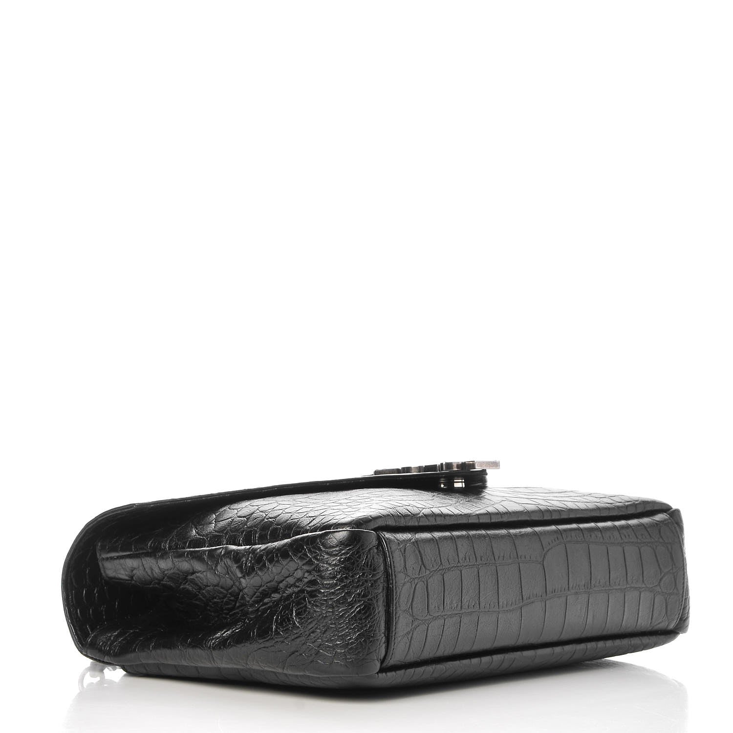 Saint Laurent Calfskin Crocodile Embossed Monogram Large College Satchel Black 5 of 8