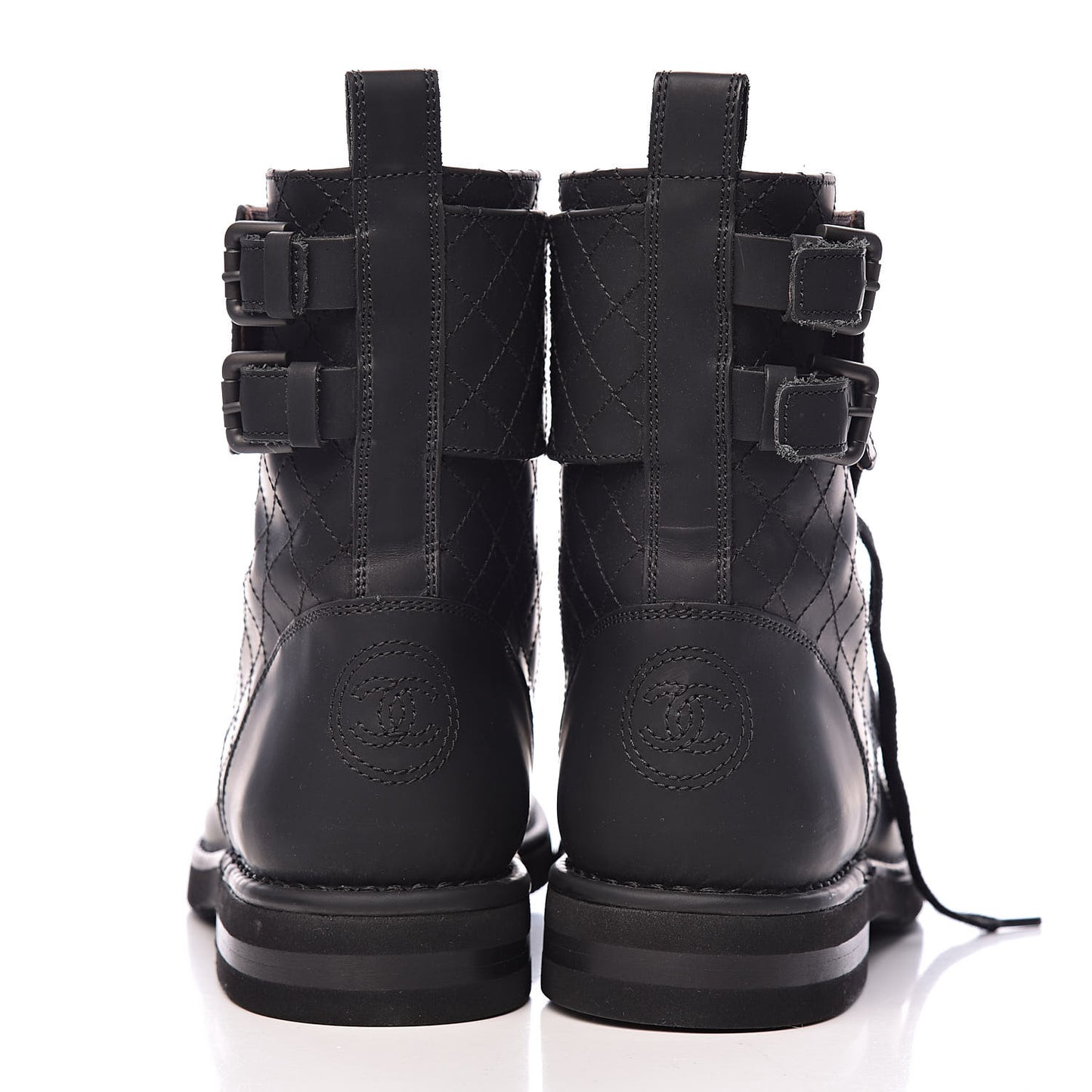 Suede Calfskin Quilted Mens Combat Short Boots 41.5 Black