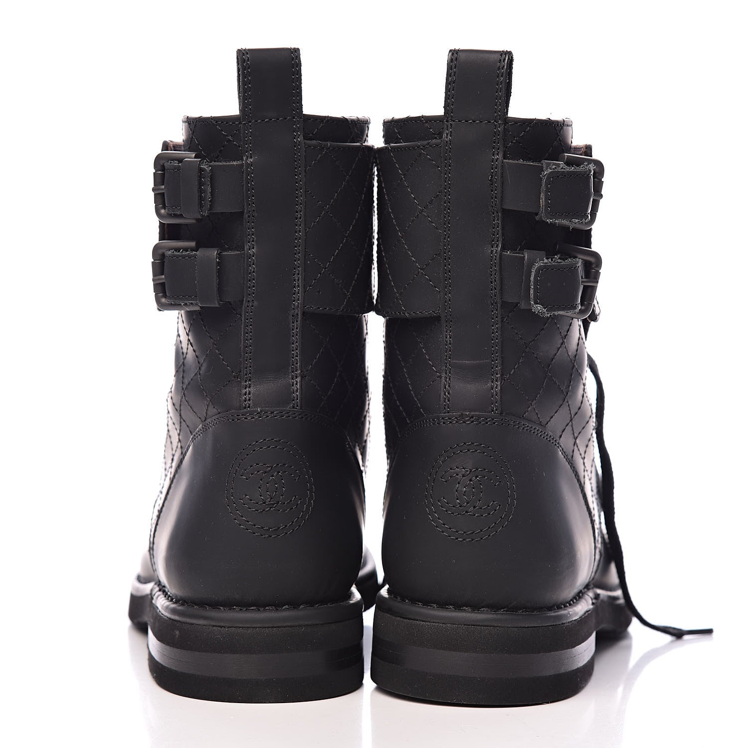 Chanel Suede Calfskin Quilted Mens Combat Short Boots 41.5 Black 11 of 12
