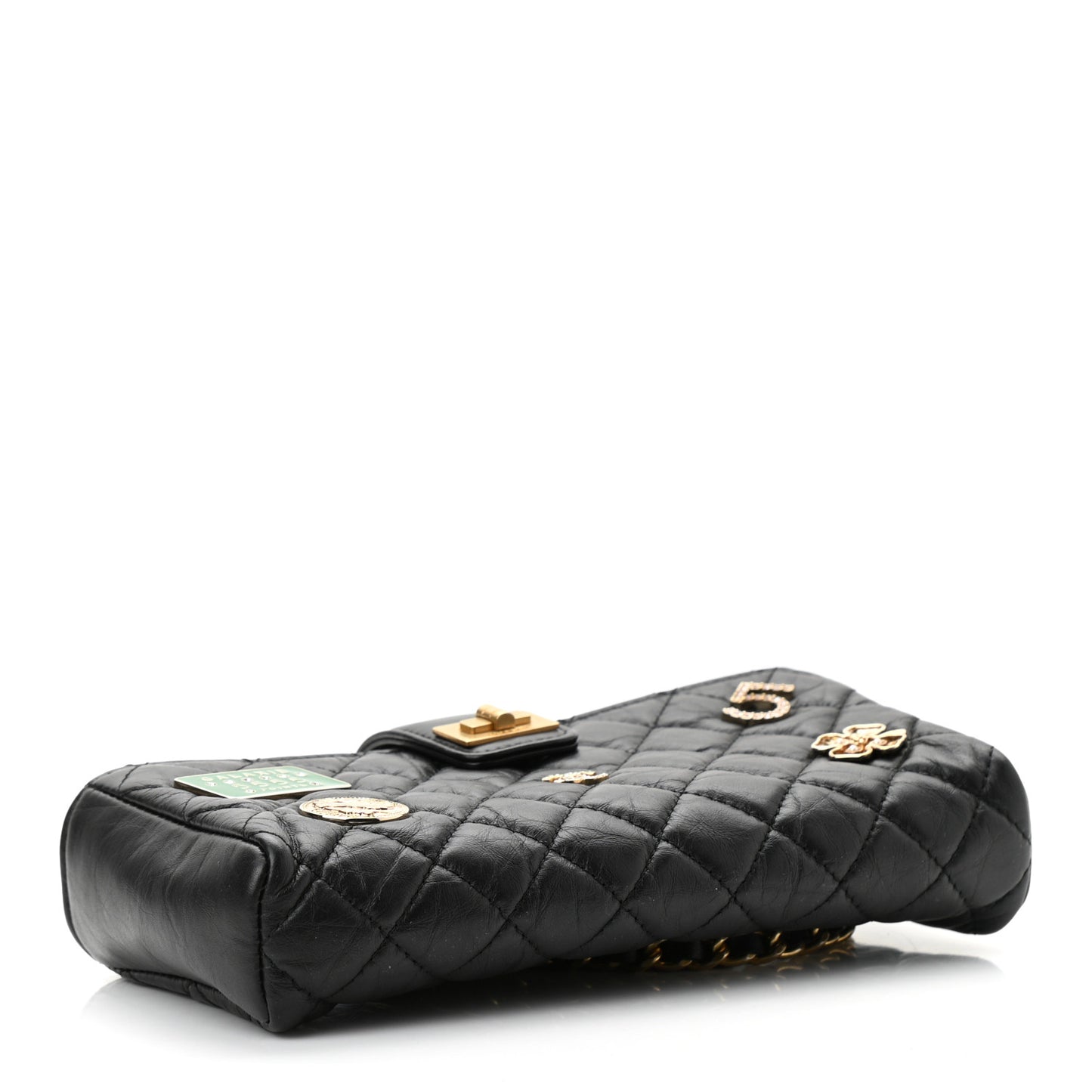 Aged Calfskin Lucky Charms 2.55 Reissue Mini Clutch With Chain Black
