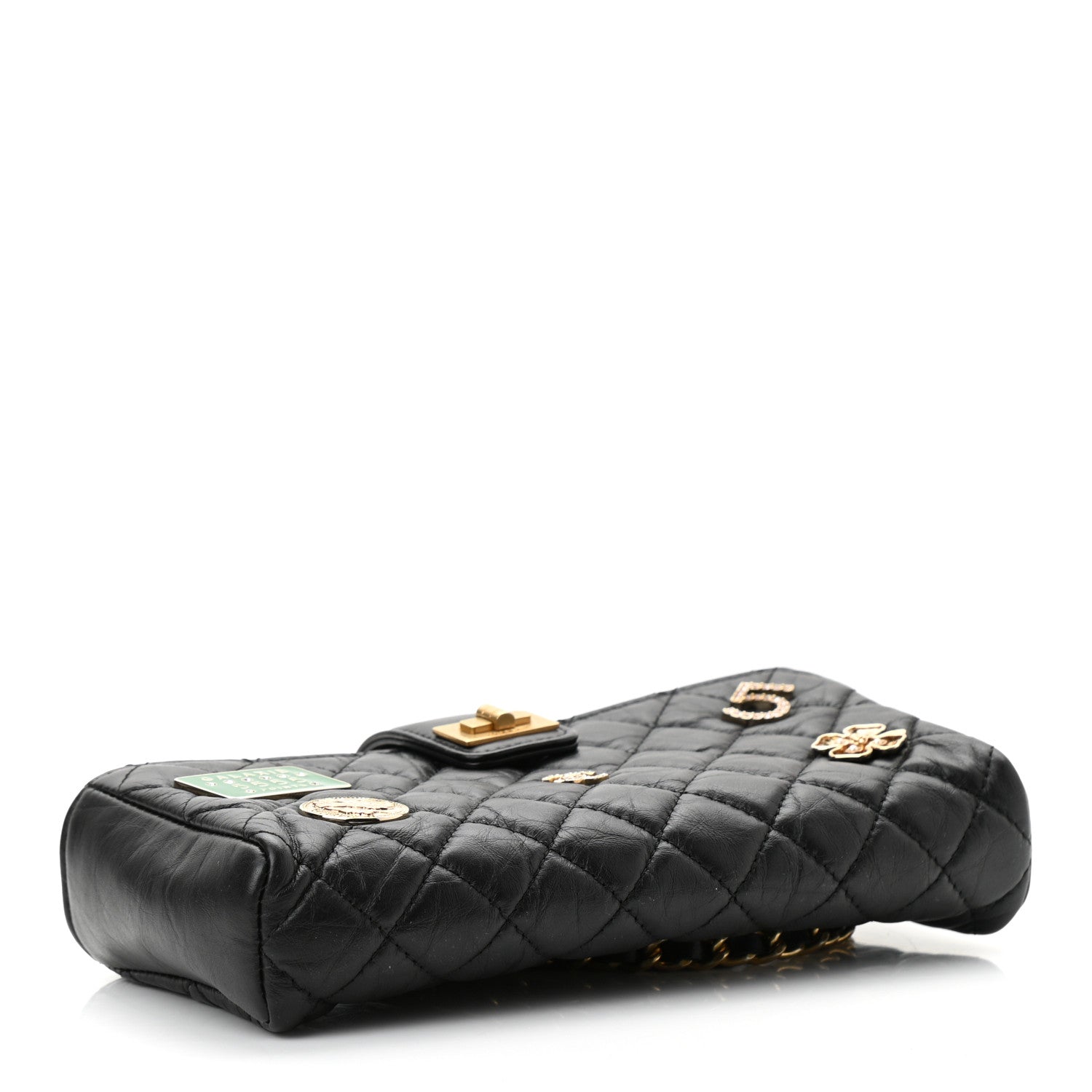 Chanel Aged Calfskin Lucky Charms 2.55 Reissue Mini Clutch With Chain Black 3 of 10