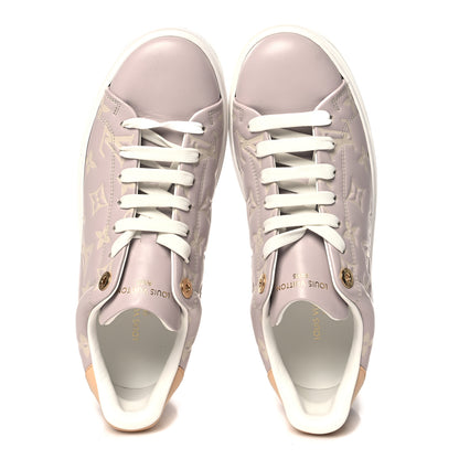 Louis Vuitton Calfskin Debossed Monogram Time Out Sneaker 38.5 Gray 2 of 9
