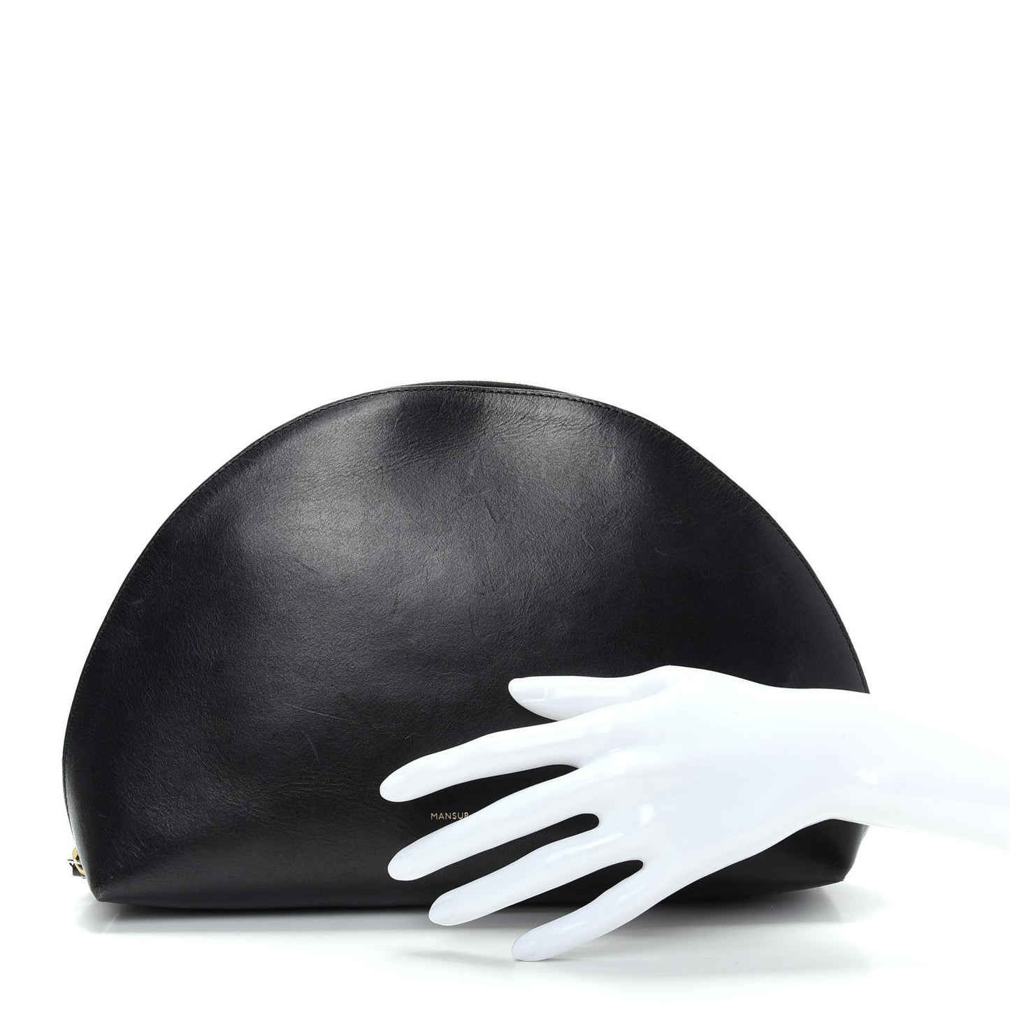 Calfskin Half Moon Clutch Black