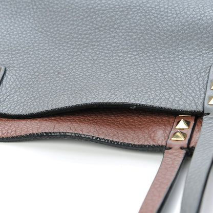 Valentino Garavani Grained Calfskin Medium Rockstud Reversible Tote Dark Rose Grey 13 of 16