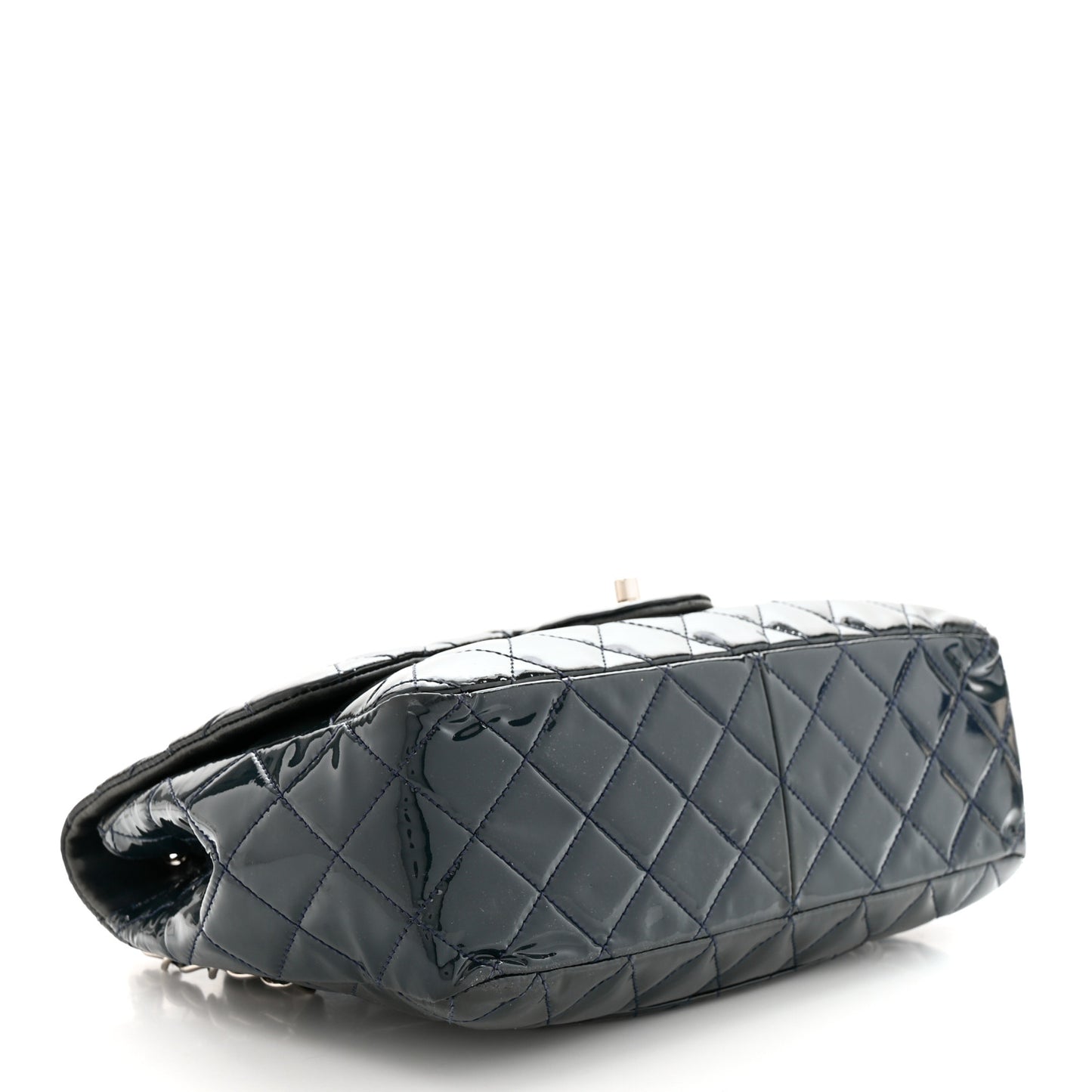 Patent Quilted Maxi Single Flap Blue