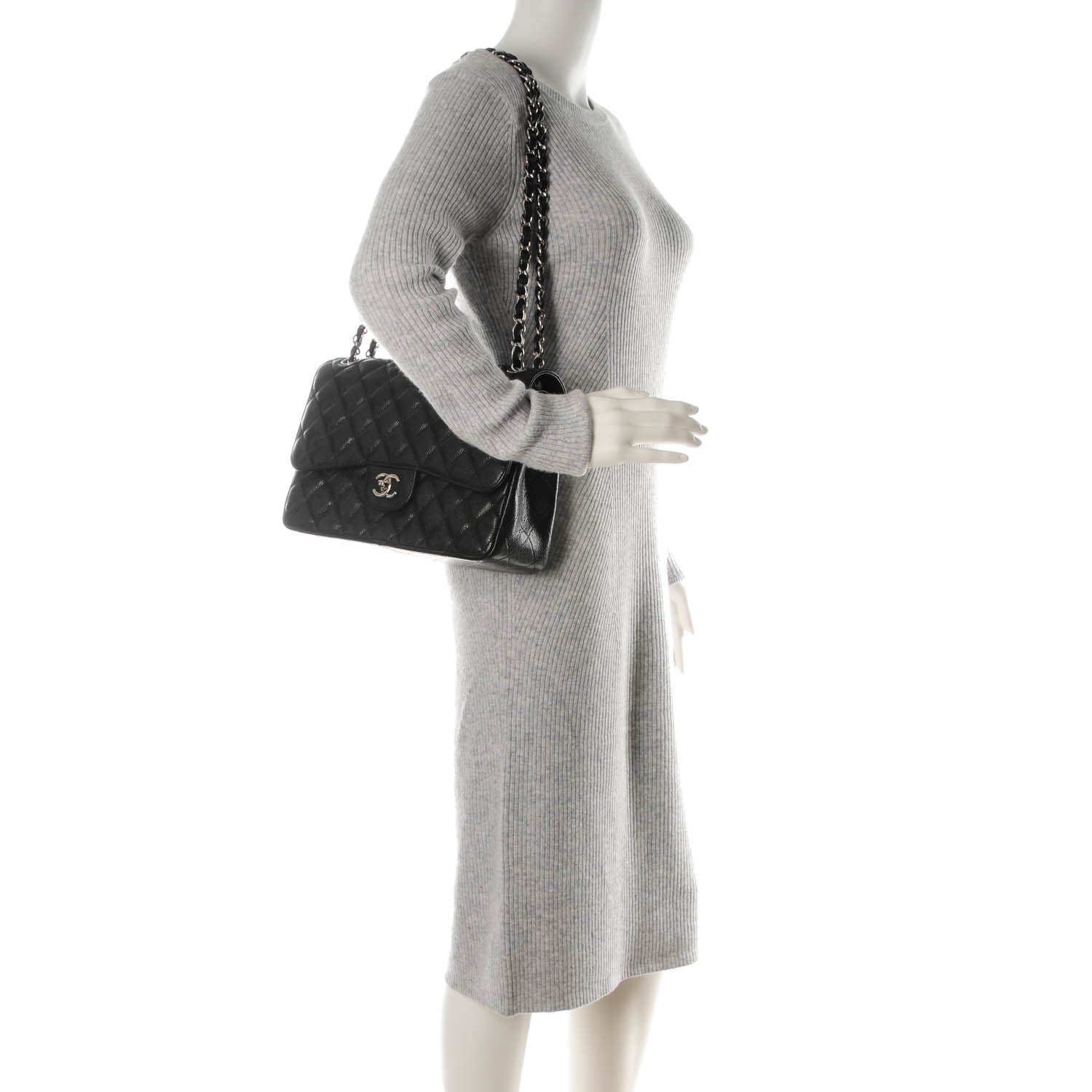 Chanel Caviar Quilted Jumbo Double Flap Black 2 of 8