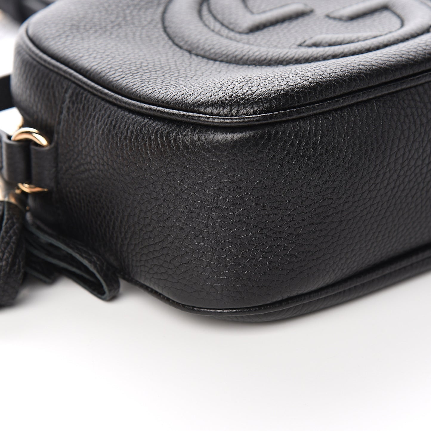 Pebbled Calfskin Small Soho Disco Bag Black