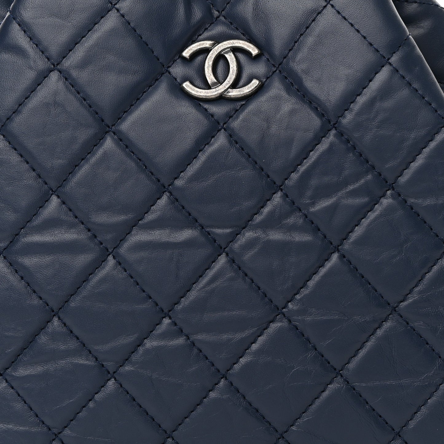 Aged Calfskin Quilted Gabrielle Backpack Navy Black