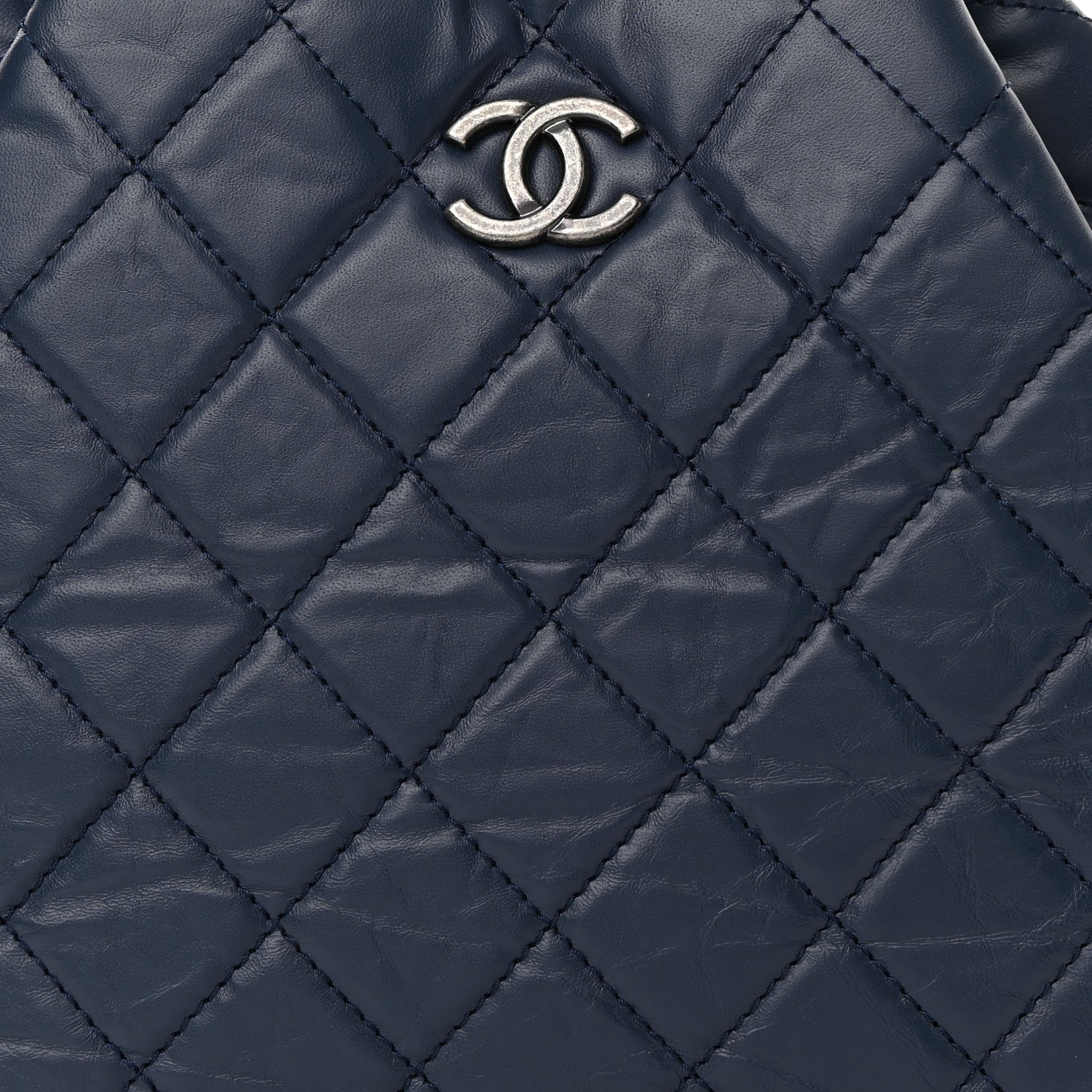 Chanel Aged Calfskin Quilted Gabrielle Backpack Navy Black 8 of 14