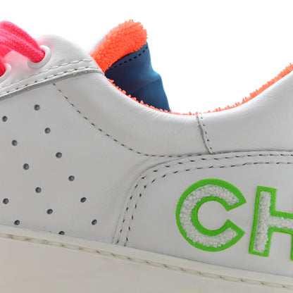 Chanel Calfskin Womens Logo Sneakers 38.5 White Multicolor 10 of 12