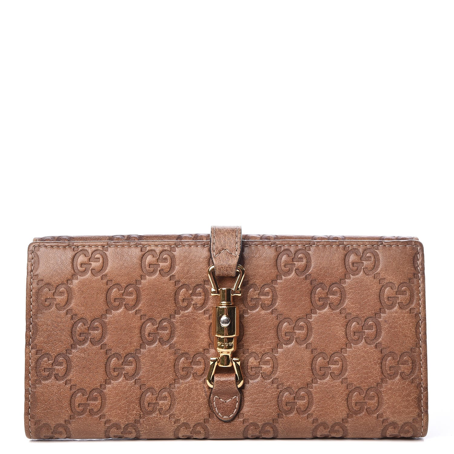 Gucci Guccissima Jackie Continental Wallet Natural Brown 1 of 14
