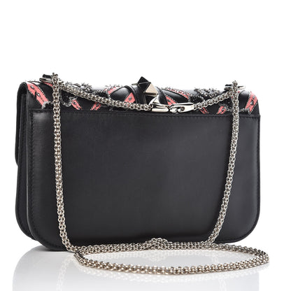 Valentino Garavani Vitello Crystal Loveblade Embellished Medium Glam Lock Rockstud Flap Black 3 of 12