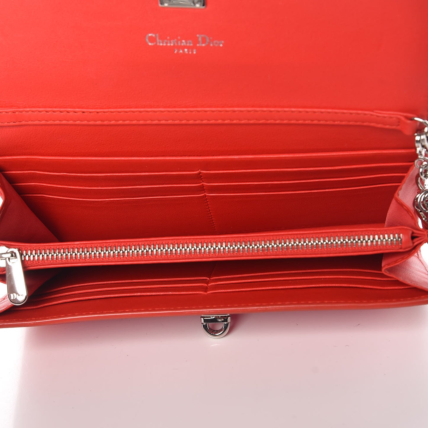 Calfskin Bi-Color Wallet On Chain Red Pink