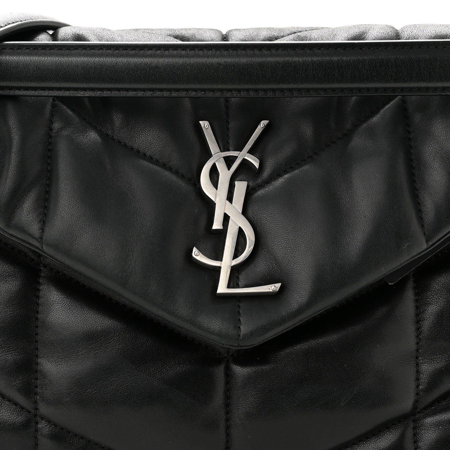 Saint Laurent Lambskin Quilted Small Loulou Puffer Monogram Chain Satchel Black 7 of 9