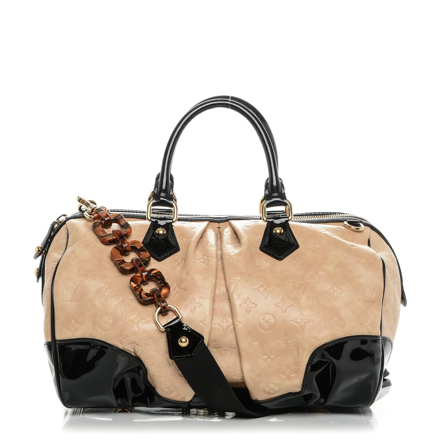 Louis Vuitton Calfskin Patent Embossed Monogram Stephen Ivory 1 of 7