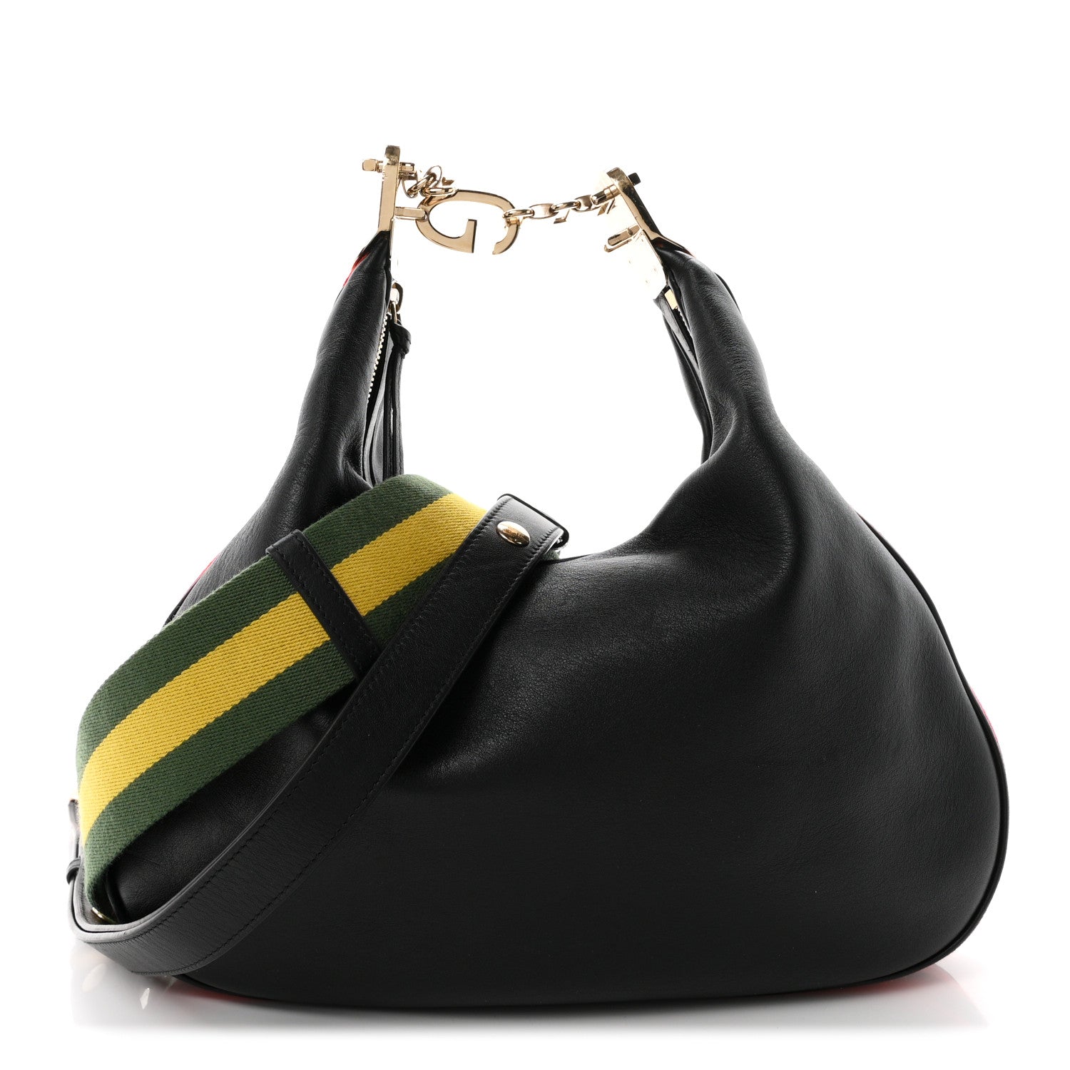 Gucci Aria Calfskin Web Large Attache Shoulder Bag Black 1 of 10