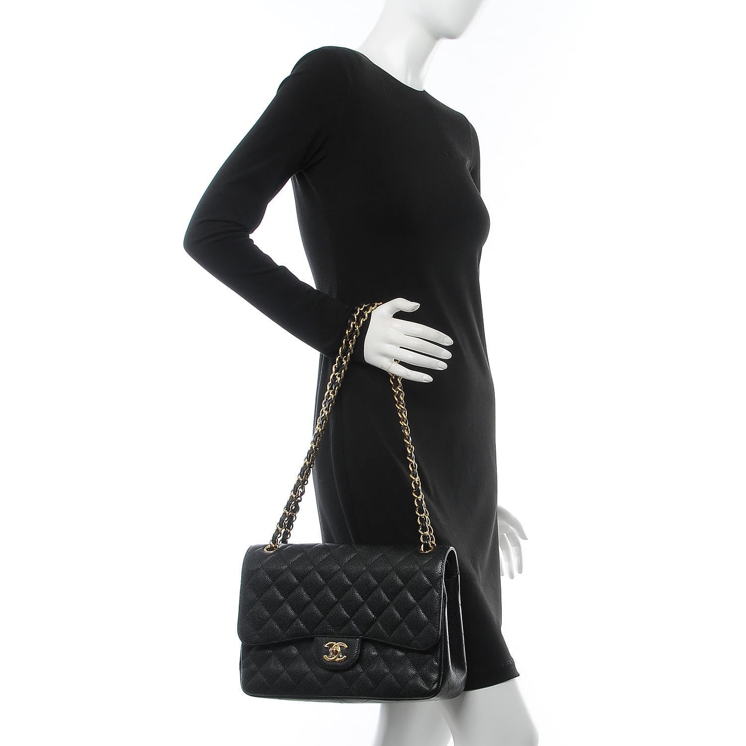 Chanel Caviar Quilted Jumbo Double Flap Black 2 of 10