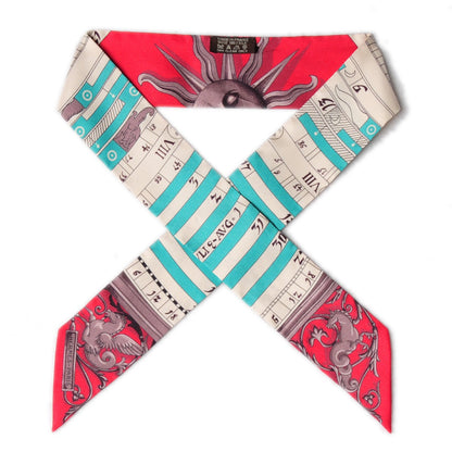 Hermes Silk Astrologie Twilly Rouge Grey Vert 1 of 6