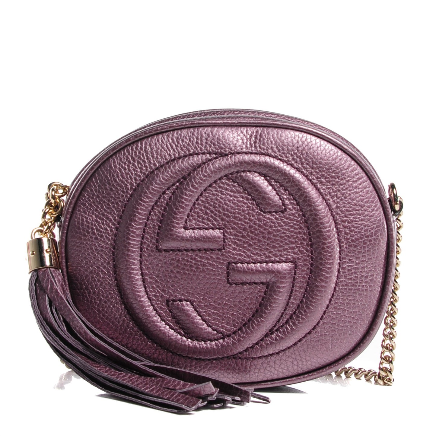 Metallic Pebbled Calfskin Mini Soho Chain Bag Purple