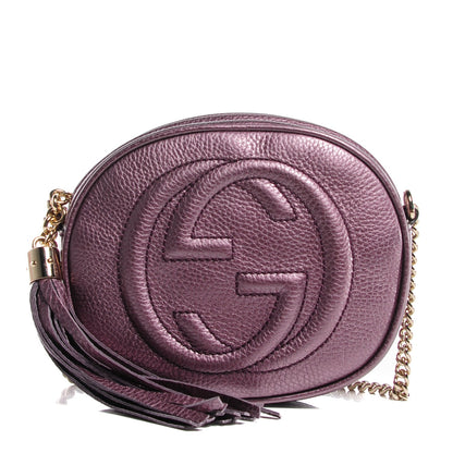 Gucci Metallic Pebbled Calfskin Mini Soho Chain Bag Purple 1 of 7