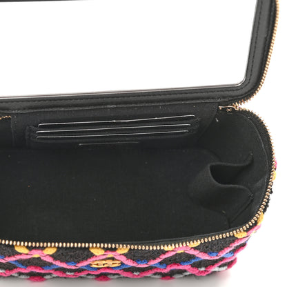 Chanel Tweed Diamond Threaded CC Pearl Crush Small Vanity Case With Chain Black Multicolor 5 of 11
