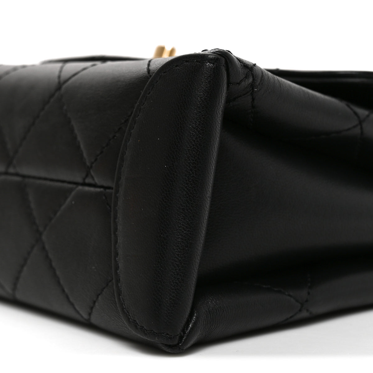 Lambskin Quilted Mini Trendy Spirit Top Handle Flap Black