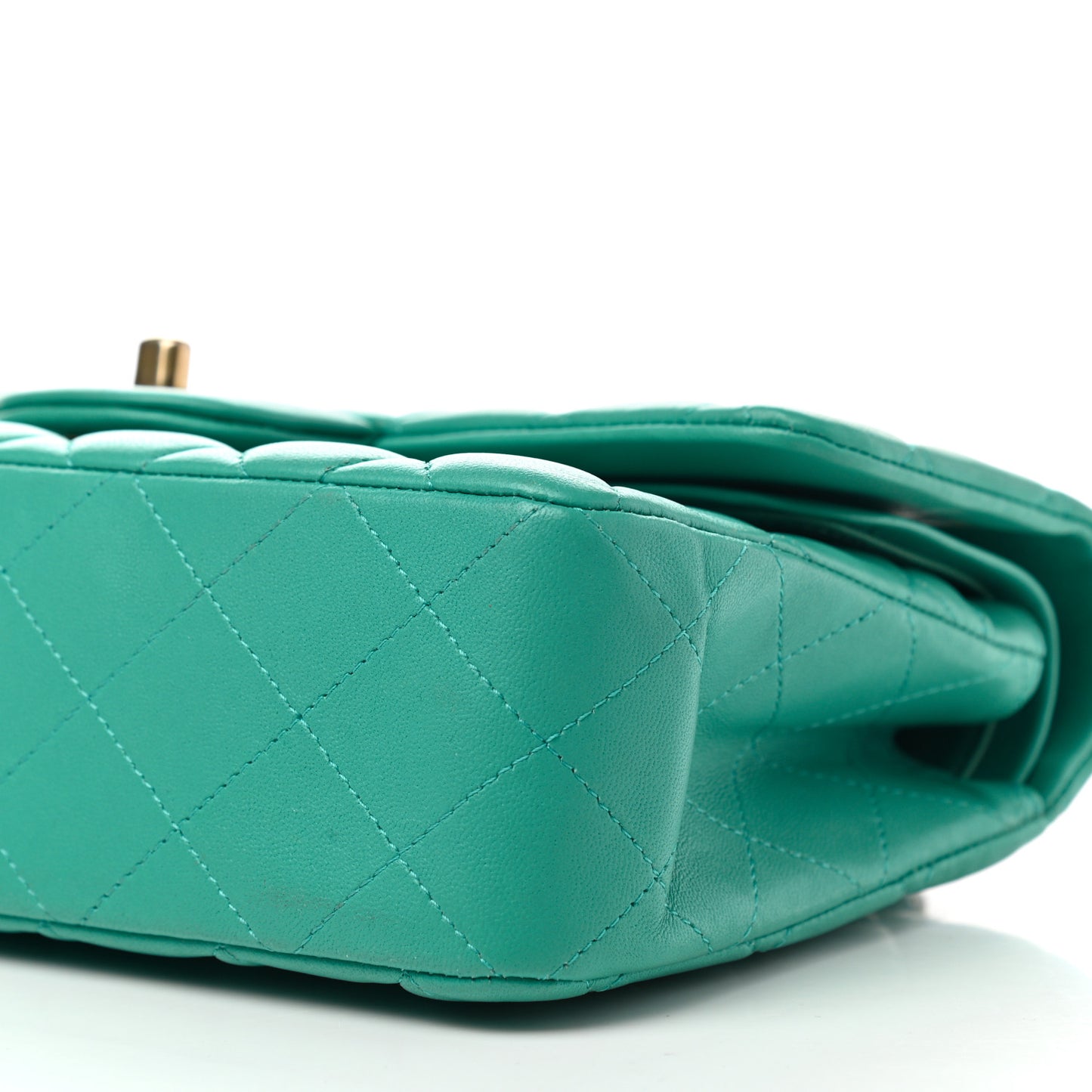 Lambskin Quilted Small Double Flap Green
