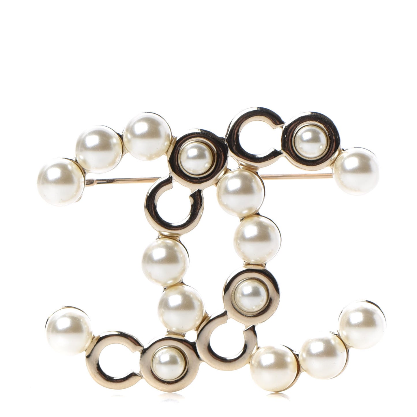Pearl Coco CC Brooch Gold