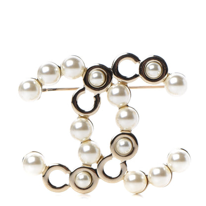 Chanel Pearl Coco CC Brooch Gold 1 of 4