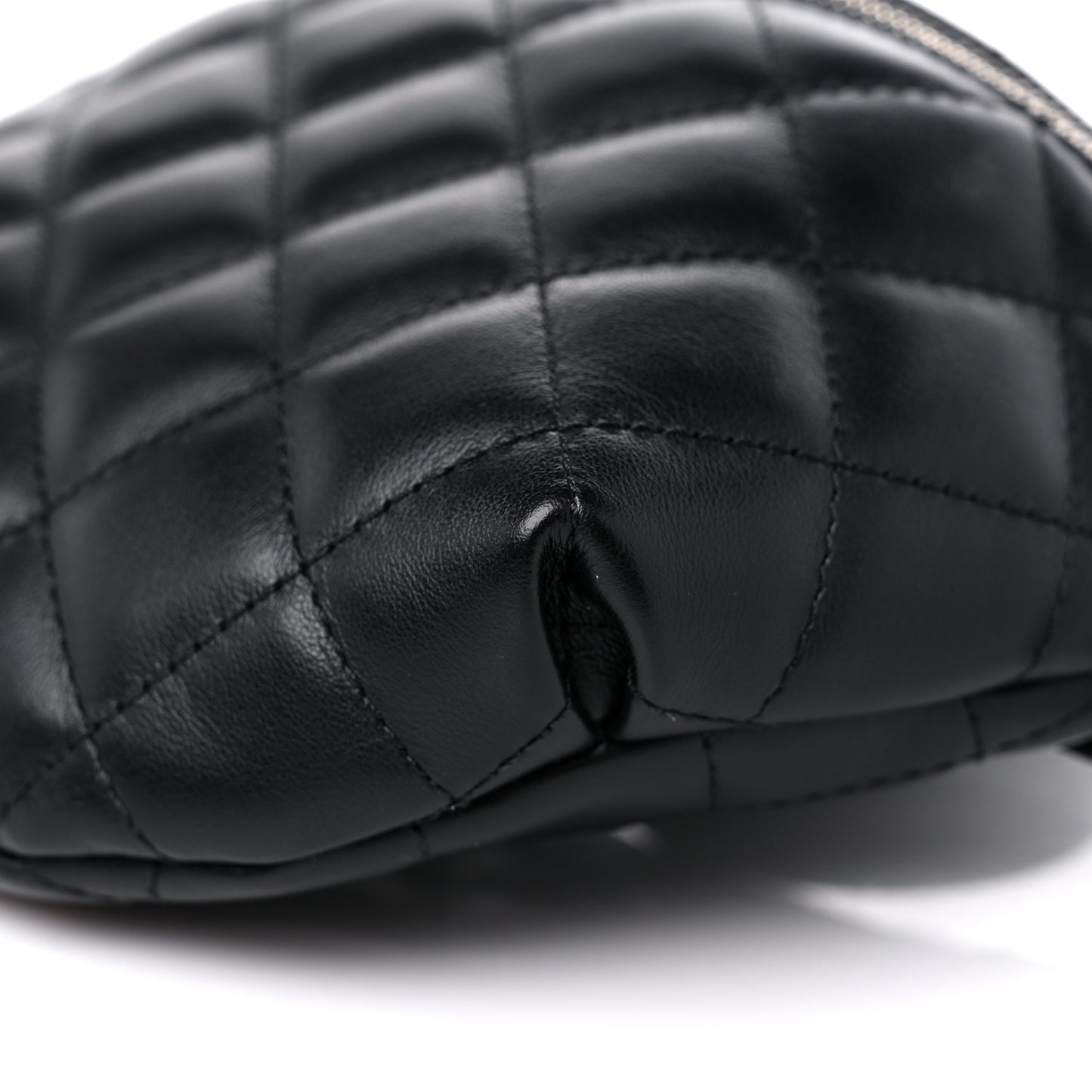 Calfskin Quilted Waist Belt Bag Black