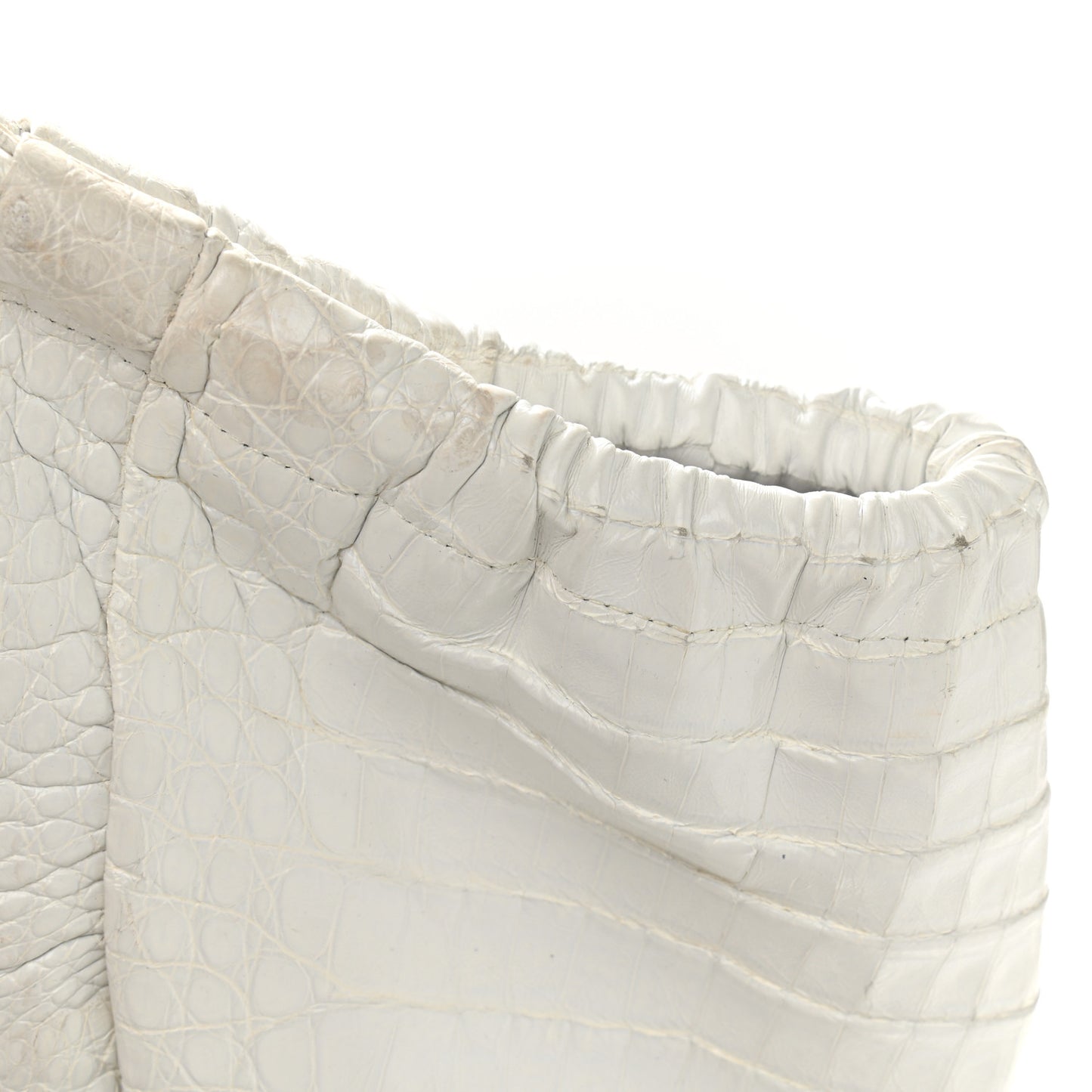 Crocodile Top Handle Tote White