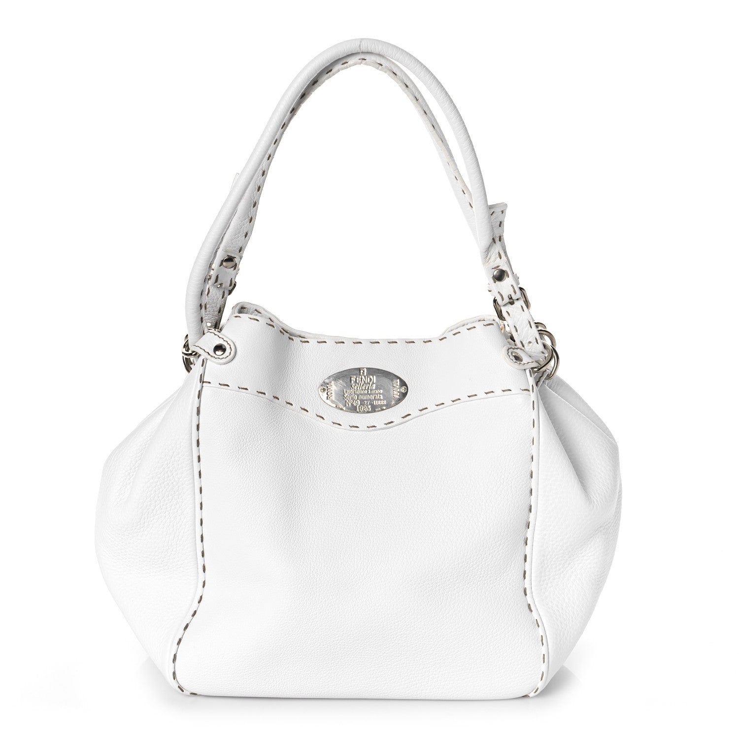 Fendi Calfskin Romano Selleria Small Bucket White 1 of 11