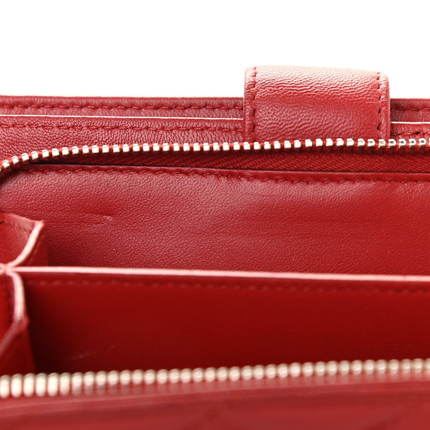 Lambskin Quilted Zipped Pocket Wallet Red