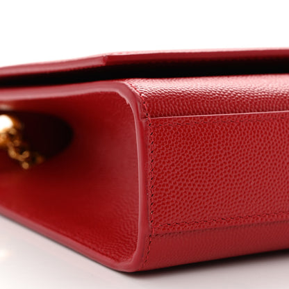 Saint Laurent Grain De Poudre Medium Monogram Kate Satchel Red 9 of 10
