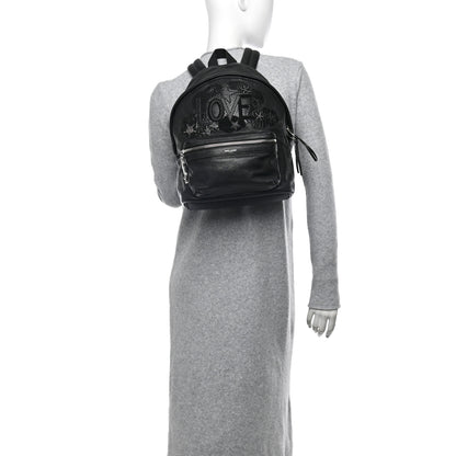 Saint Laurent Sheepskin Snakeskin Mini Love Appliqué City Backpack Black 2 of 10