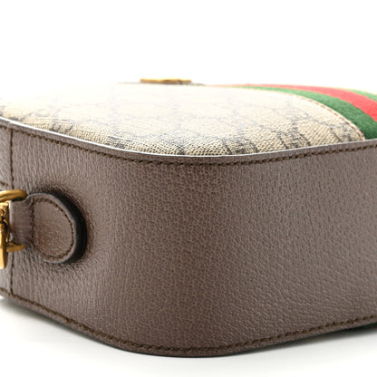 Gucci GG Supreme Monogram Textured Dollar Calfskin Web Ophidia Wristlet Shoulder Bag Beige Ebony New Acero 9 of 14