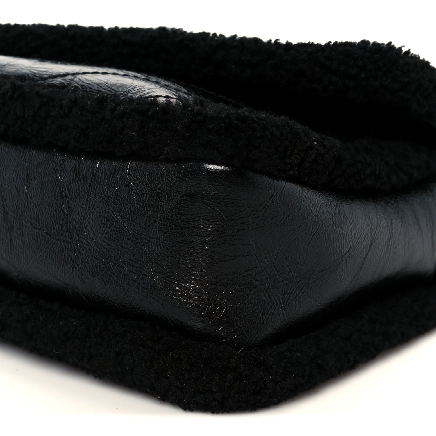 Saint Laurent Crinkled Calfskin Shearling Monogram Medium Niki Chain Satchel Black 11 of 11