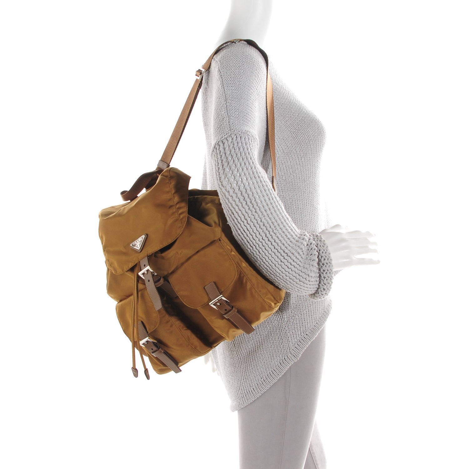 Prada Vela Nylon Saffiano Backpack Tobacco 2 of 9