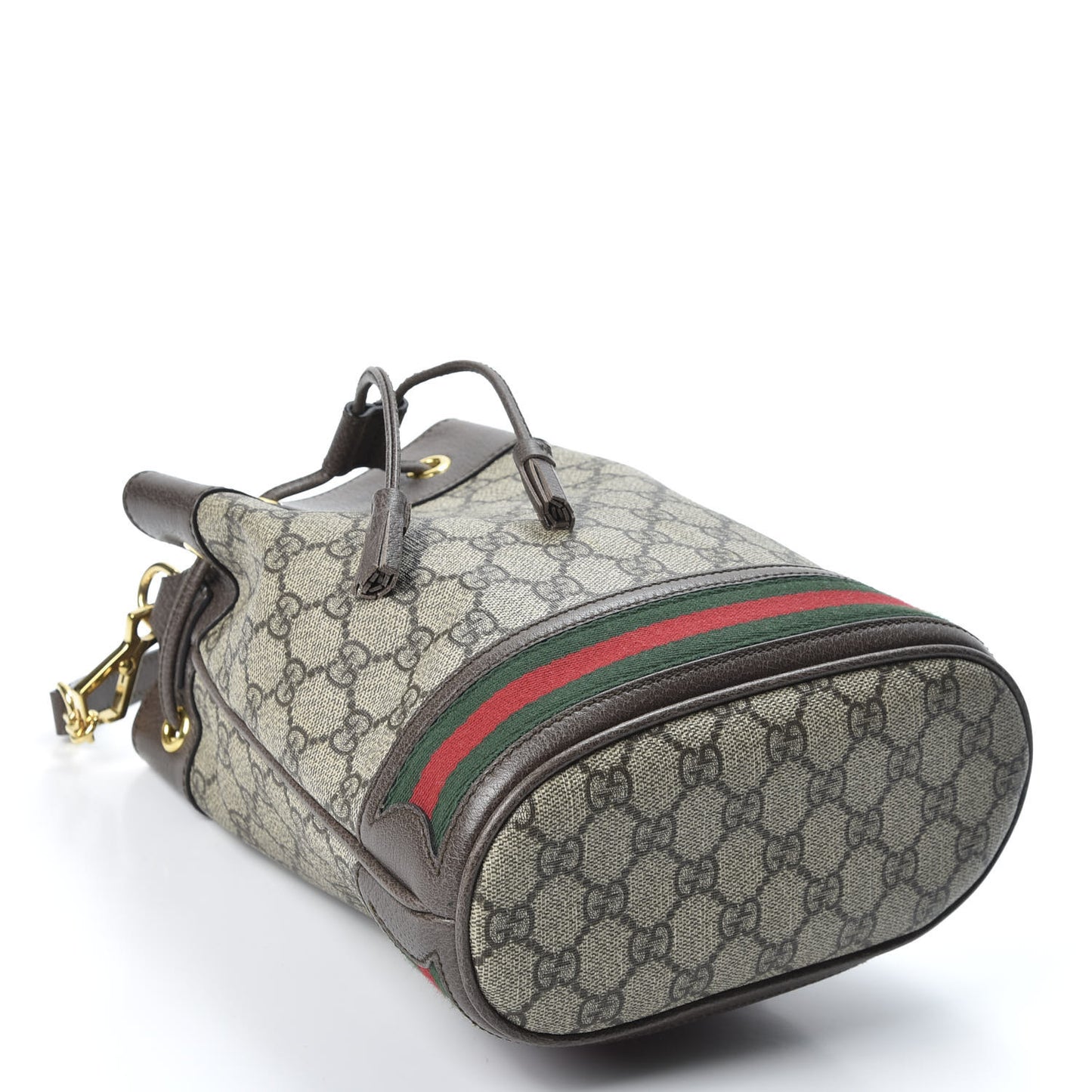 GG Supreme Monogram Web Small Ophidia Bucket Bag Brown