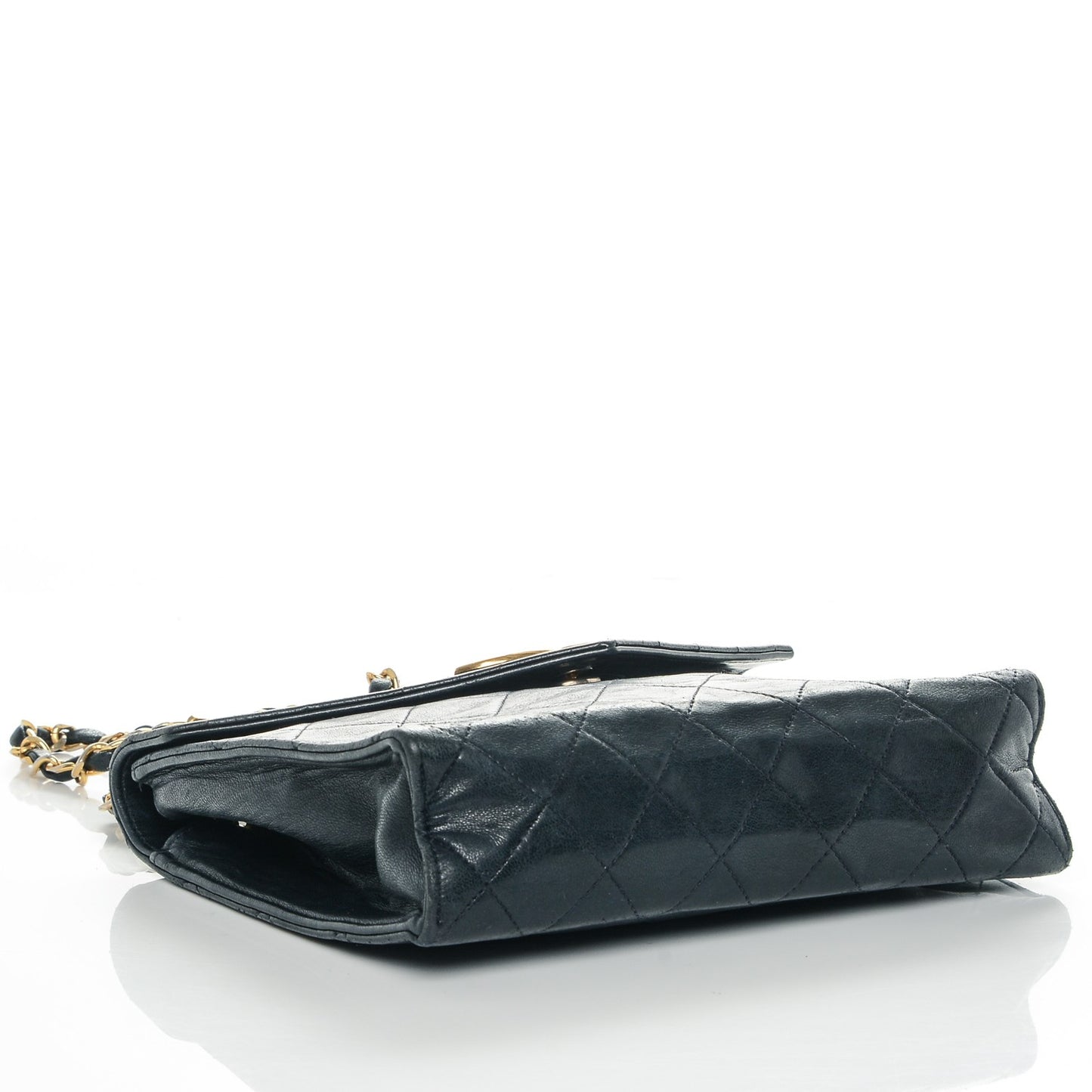 Lambskin Quilted Small Single Flap Navy