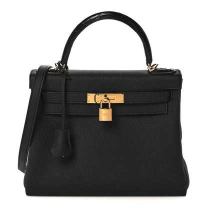 Hermes Togo Matte Alligator Kelly Retourne Touch 28 Black 1 of 39