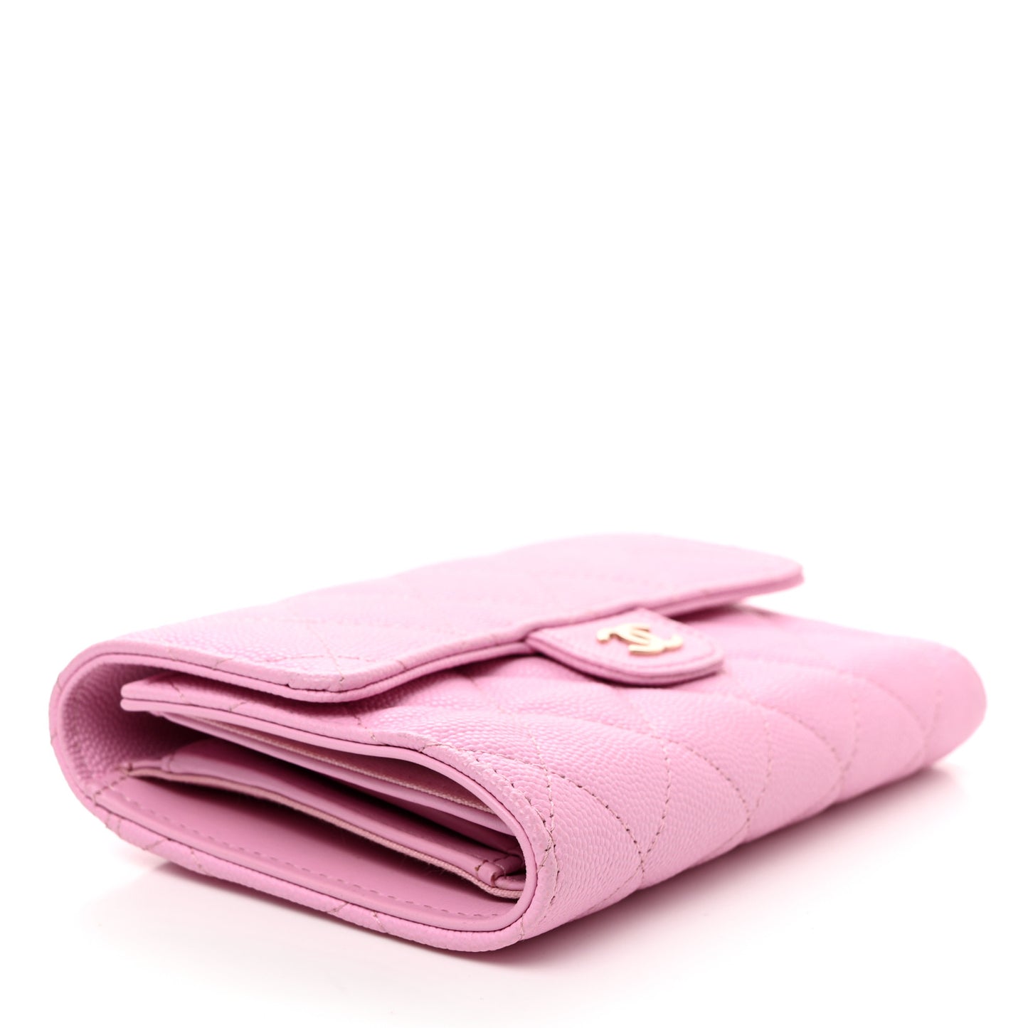 Caviar Quilted Medium Flap Wallet Pink