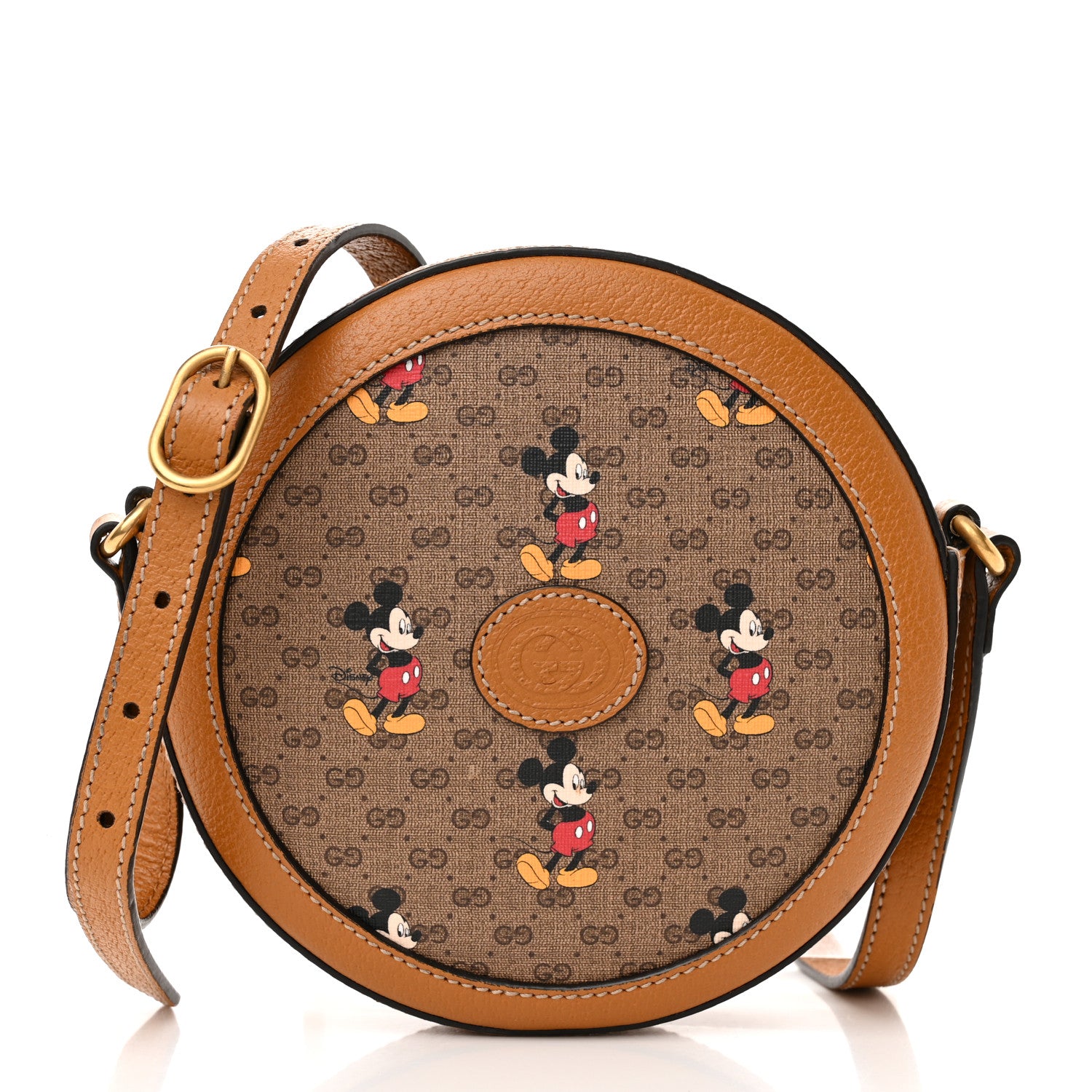 Gucci X DISNEY Mini Vintage GG Supreme Monogram Mickey Mouse Round Shoulder Bag Beige Vintage Sun Oil 1 of 11