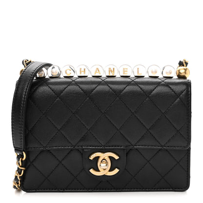 Chanel Goatskin Quilted Acrylic Beads Small Flap Black 1 of 11