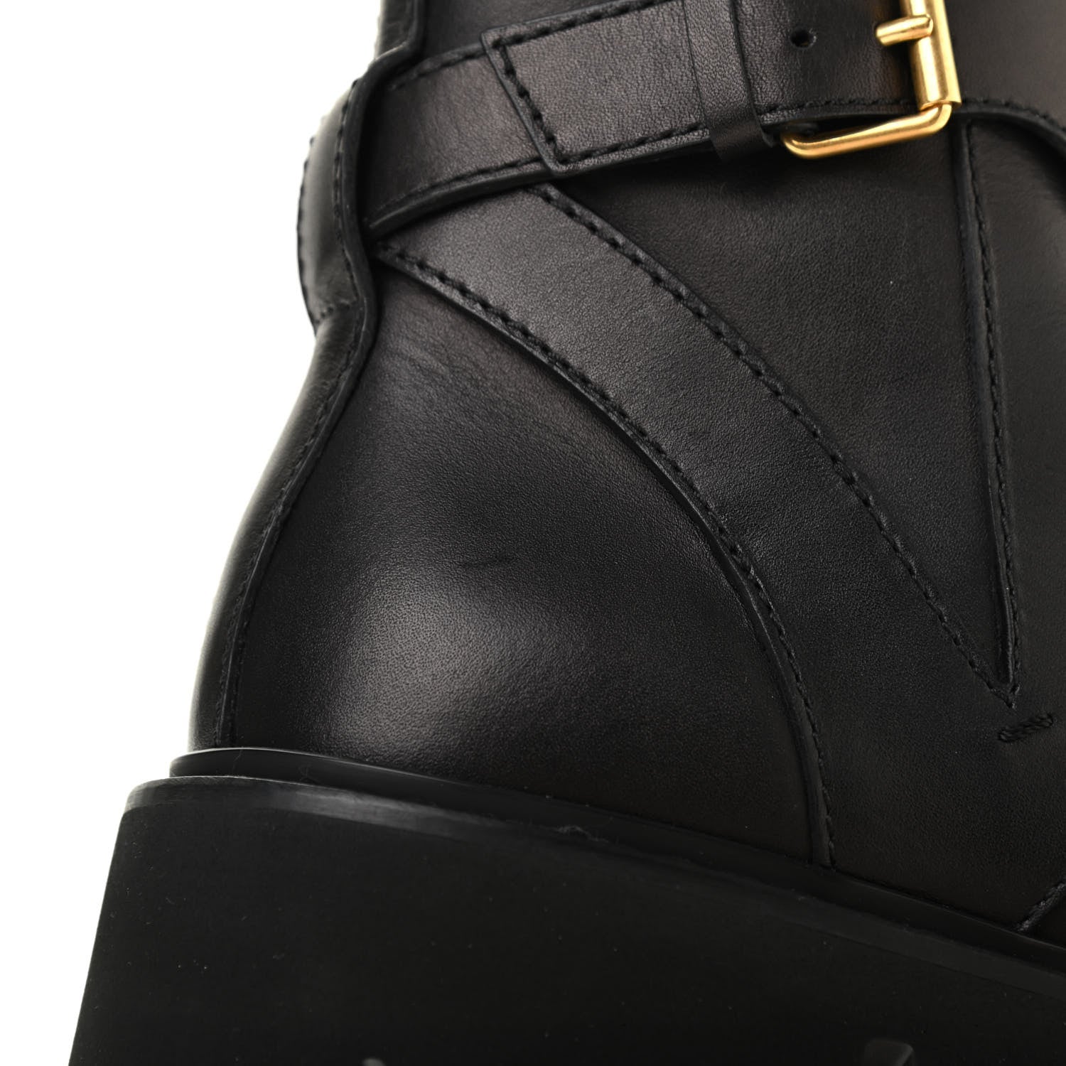 Valentino Garavani Calfskin Womens VLOGO 35mm Combat Boots 37.5 Black 12 of 15
