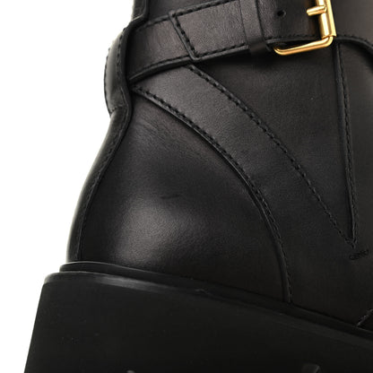 Valentino Garavani Calfskin Womens VLOGO 35mm Combat Boots 37.5 Black 12 of 15
