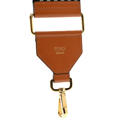Fendi Ribbon Vitello King Logo Embossed Gingham Woven Adjustable Strap You Panna Black Cuoio 4 of 4