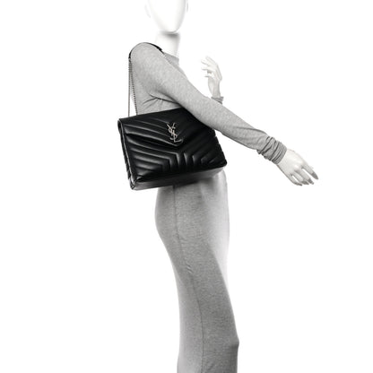 Saint Laurent Calfskin Y Quilted Monogram Medium Loulou Chain Satchel Black 2 of 10